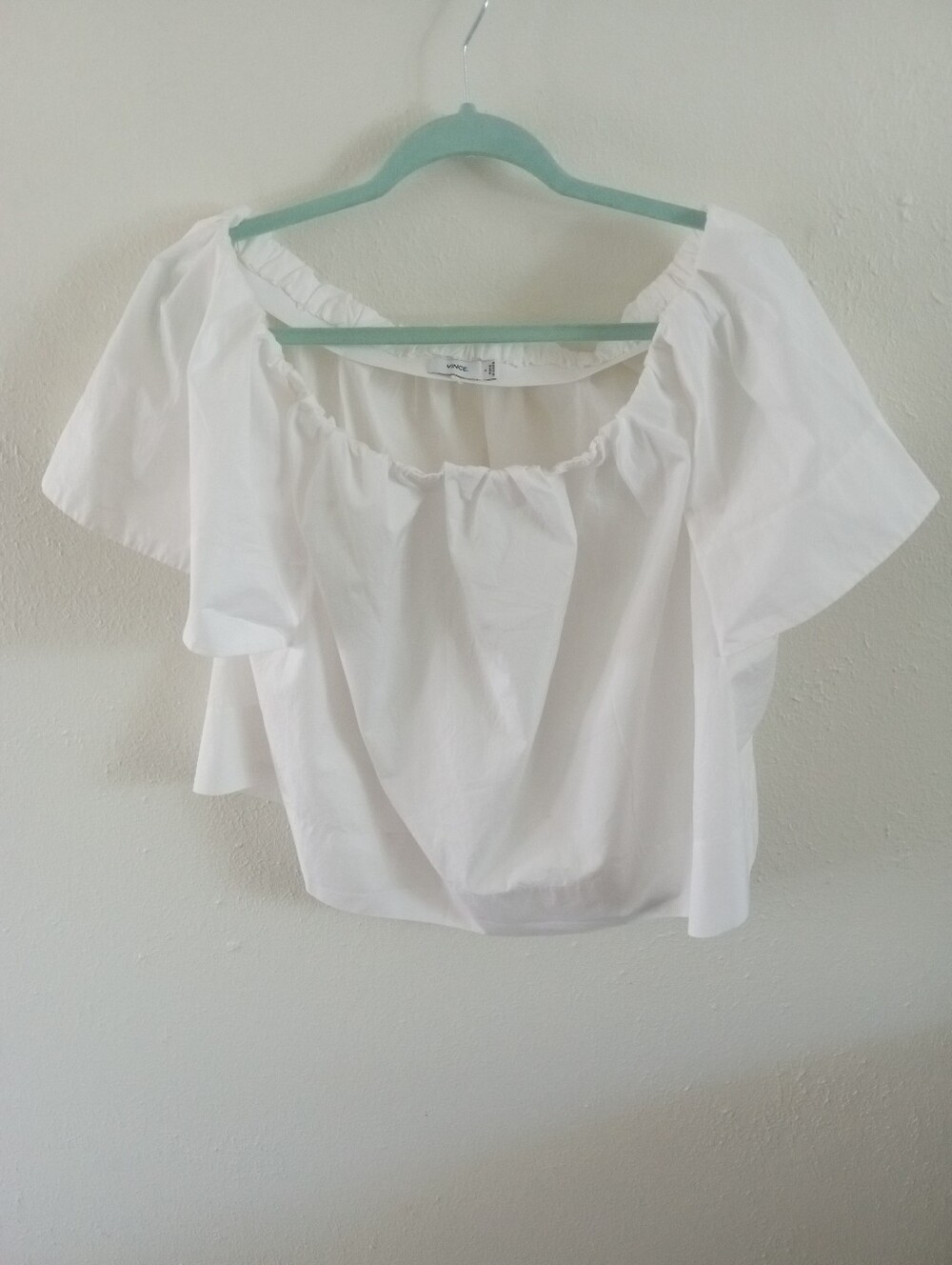 VINCE Off Shoulder Cotton Flare Sleeve Blouse | L - Picture 4 of 7